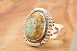 Genuine Number 8 Mine Turquoise Sterling Silver Navajo Ring